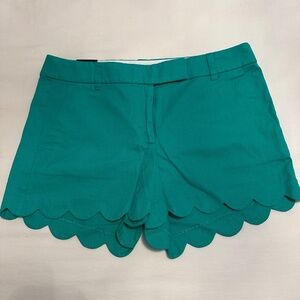 NWT J Crew scalloped green shorts
